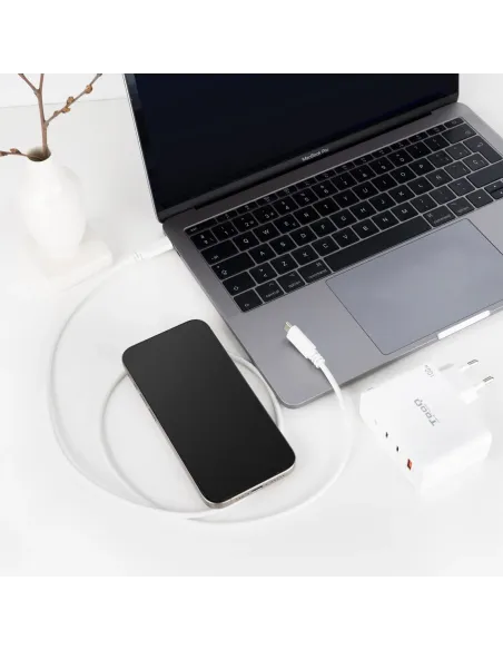 Nanocable Cable USB 2.0 3A, tipo USB-C M-USB-C M, Blanco, 1.5 m