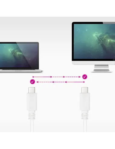 Nanocable Cable USB 2.0 3A, tipo USB-C M-USB-C M, Blanco, 1.5 m