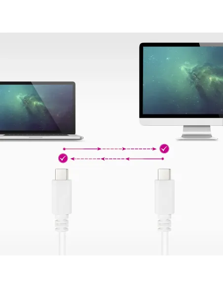 Nanocable Cable USB 2.0 3A, tipo USB-C M-USB-C M, Blanco, 1.5 m