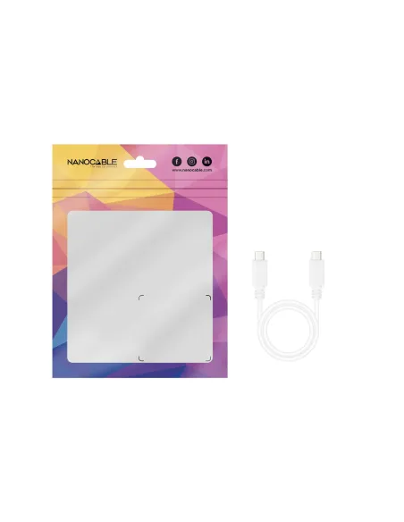 Nanocable Cable USB 2.0 3A, tipo USB-C M-USB-C M, Blanco, 1.5 m