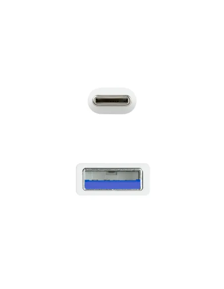 Nanocable Cable USB 3.1, Gen2 10 Gbps 3A, tipo USB-C M-A M, Blanco, 1 m