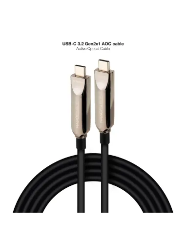 Nanocable Cable USB 3.2 Gen2x1 AOC, 60W 3A PD 10Gbps 8K@60Hz, USB-C M M, 5m, Negro