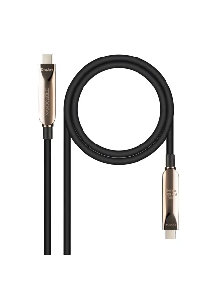 Nanocable Cable USB 3.2 Gen2x1 AOC, 60W 3A PD 10Gbps 8K@60Hz, USB-C M M, 10m, Negro
