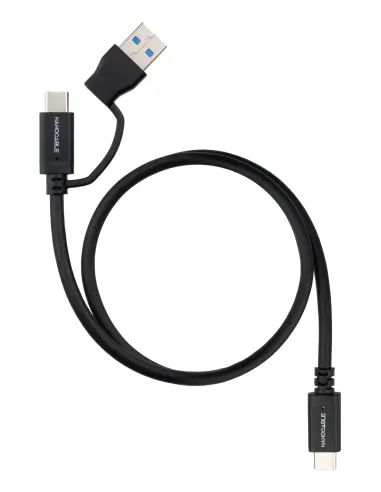 Nanocable 10.01.4800 cable USB USB 3.2 Gen 2 (3.1 Gen 2) 0,5 m USB A USB C USB C 10 Gbit s 60 W Negro