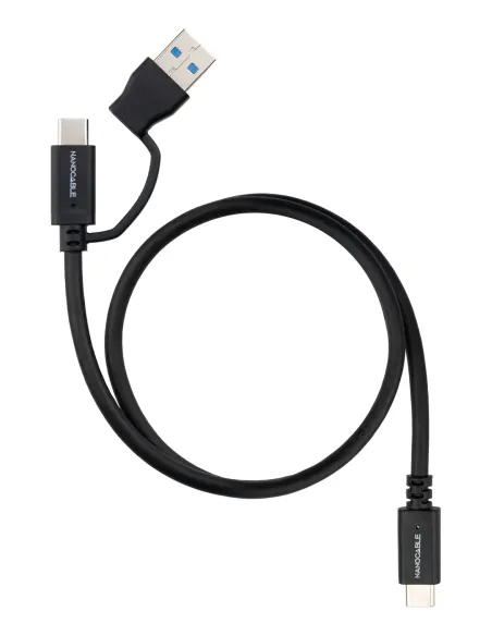 Nanocable 10.01.4800 cable USB USB 3.2 Gen 2 (3.1 Gen 2) 0,5 m USB A USB C USB C 10 Gbit s 60 W Negro