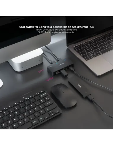 Nanocable Switch Conmutador 2x USB 3.0 a 2xUSB-A 3.0 + 2x USB-C 3.0