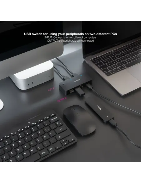 Nanocable Switch Conmutador 2x USB 3.0 a 2xUSB-A 3.0 + 2x USB-C 3.0