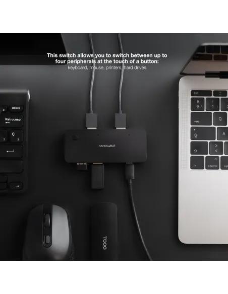 Nanocable Switch Conmutador 2x USB 3.0 a 2xUSB-A 3.0 + 2x USB-C 3.0