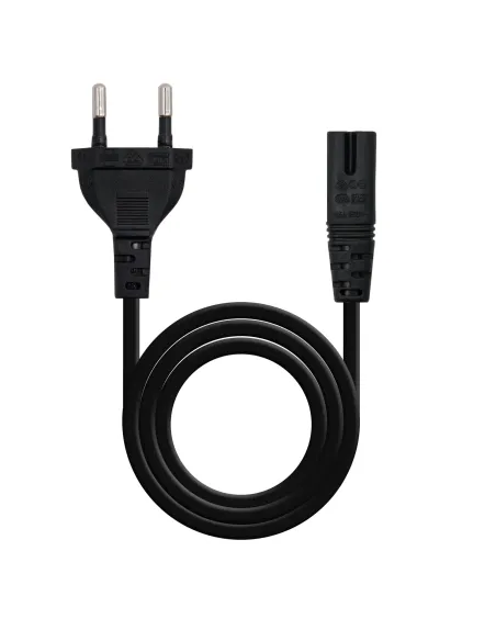 Nanocable Cable de Alimentación con forma 8, CEE7 16 M – C7 H, Negro, 3m