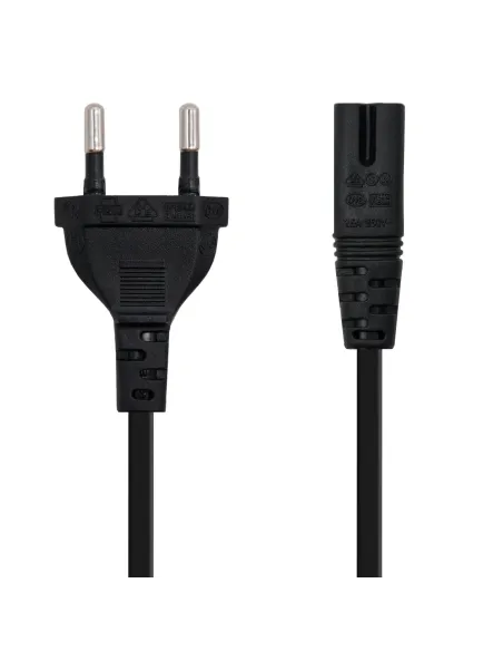 Nanocable Cable de Alimentación con forma 8, CEE7 16 M – C7 H, Negro, 3m