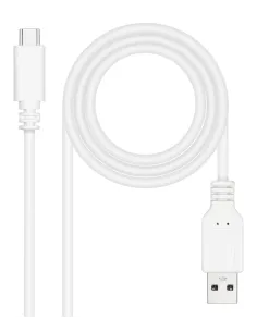 Nanocable Cable USB 2.0 3A, tipo USB-C M-A M, Blanco, 2 m