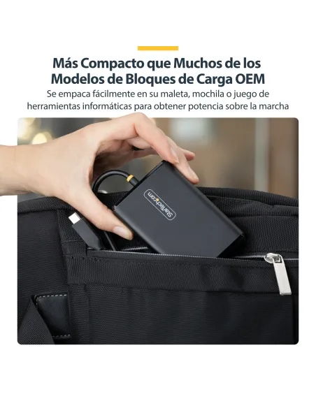 StarTech.com Cargador USB-C para Portátil con Cable Tipo C Integrado de 1,5m - Bloque Cargador Tipo C para MacBook Pro, Dell