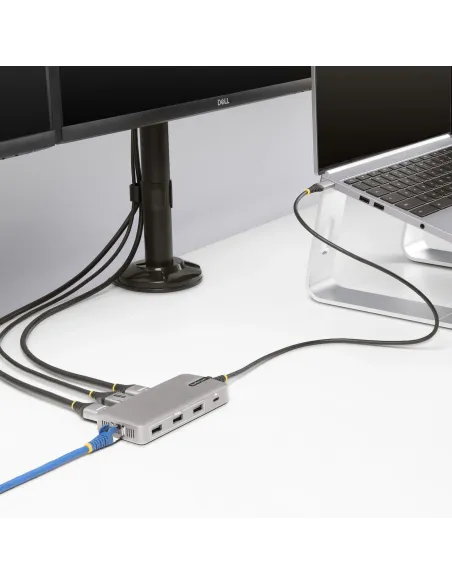 StarTech.com Adaptador Multipuertos USB-C para 3 Monitores - 4K 60Hz Doble + HDMI y DisplayPort 4K 30Hz - Hub USB de 3 Puertos