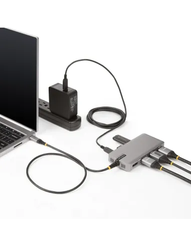 StarTech.com Adaptador Multipuertos USB-C para 3 Monitores - 4K 60Hz Doble + HDMI y DisplayPort 4K 30Hz - Hub USB de 3 Puertos