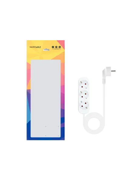 Nanocable Regleta de Enchufes con 3 Tomas, 1.4 m, Blanco