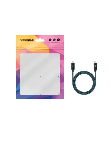 Nanocable Cable USB 3.2 Gen2x2 20Gbps 5A 100W 4K 60Hz USB-C M-USB-C M, Gris Negro, 1.5 m