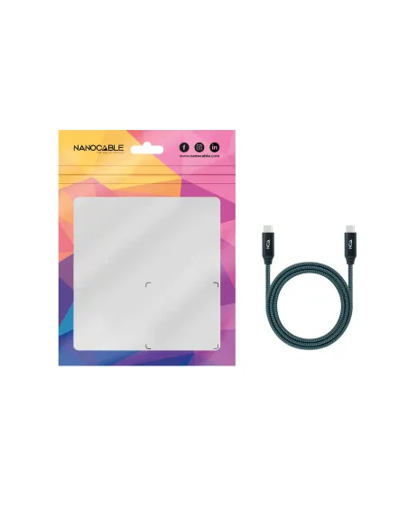 Nanocable Cable USB 3.2 Gen2x2 20Gbps 5A 100W 4K 60Hz USB-C M-USB-C M, Gris Negro, 1.5 m