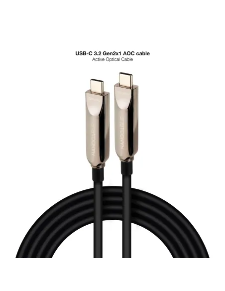 Nanocable Cable USB 3.2 Gen2x1 AOC, 60W 3A PD 10Gbps 8K@60Hz, USB-C M M, 15m, Negro