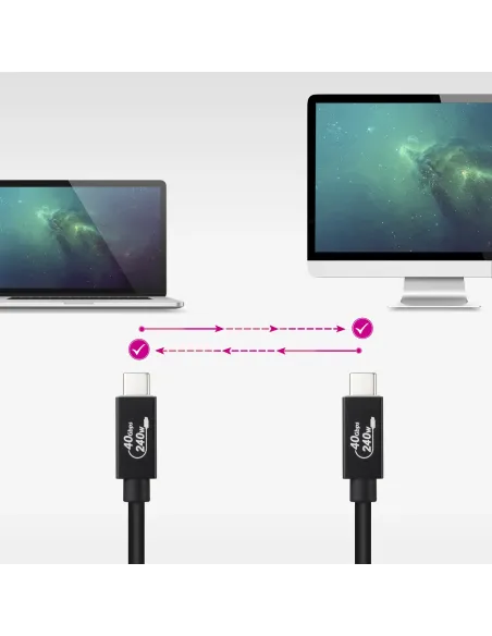 Nanocable Cable USB 4 Gen 3x2 40Gbps 5A 240W, USB-C M-USB-C M, Negro, 1.8 m