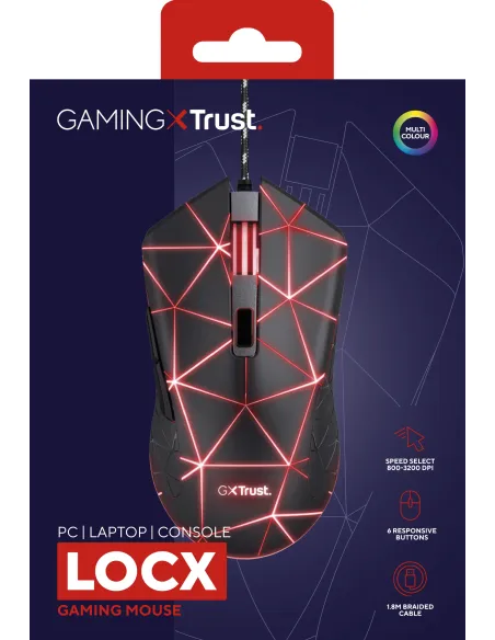 Trust GXT 133 Locx ratón Juego Mano derecha USB tipo A Óptico 4000 DPI