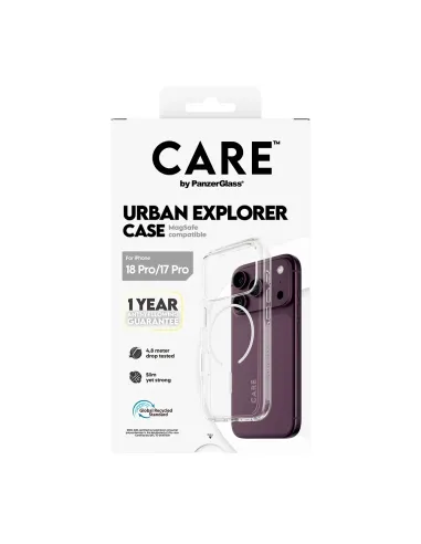 PanzerGlass CARE™ by ® Urban Explorer Case Transparent w. White MagSafe iPhone 18 Pro | 17 Pro funda para teléfono móvil