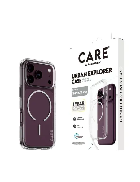 PanzerGlass CARE™ by ® Urban Explorer Case Transparent w. White MagSafe iPhone 18 Pro | 17 Pro funda para teléfono móvil