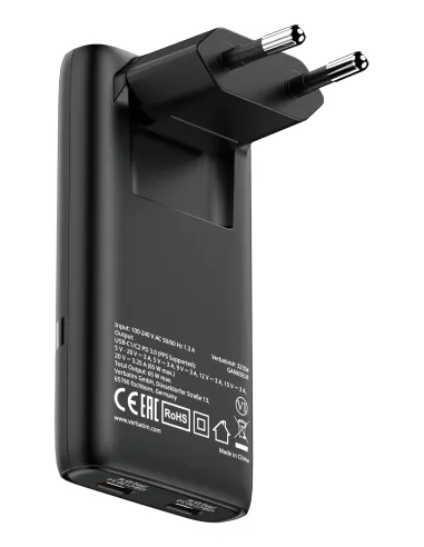 Verbatim 32354 cargador de dispositivo móvil Portátil, Smartphone, Tableta Negro Corriente alterna Carga rápida Interior