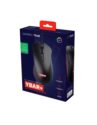 Trust GXT924 YBAR+ ratón Juego Mano derecha USB tipo A Óptico 25600 DPI