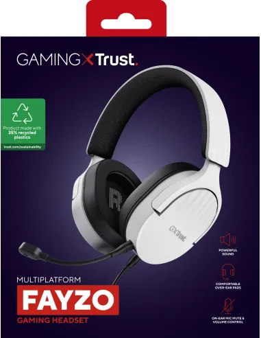 Trust GXT 489W FAYZO Auriculares Alámbrico Diadema Juego Negro, Blanco
