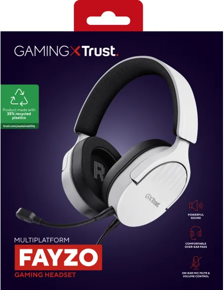Trust GXT 489W FAYZO Auriculares Alámbrico Diadema Juego Negro, Blanco
