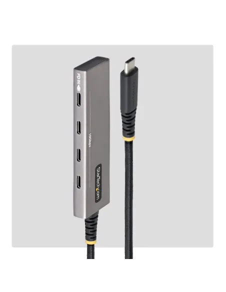 StarTech.com Hub USB-C de 4 Puertos - Ladrón Tipo C de 4 Puertos - PD de Carga de 100W - 10Gbps - 4x Puertos Tipo C - Aluminio