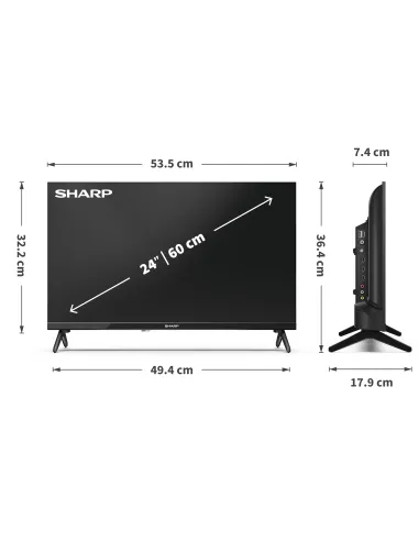 Sharp 24HA1205E Televisor 61 cm (24") HD Negro