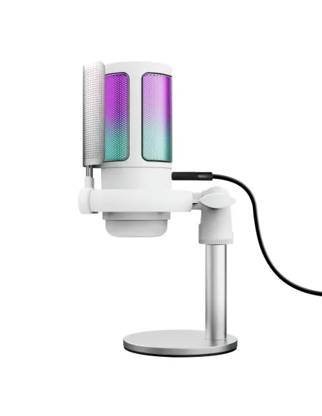Trust GXT 238W Auron Gris, Blanco Micrófono para crear podcasts