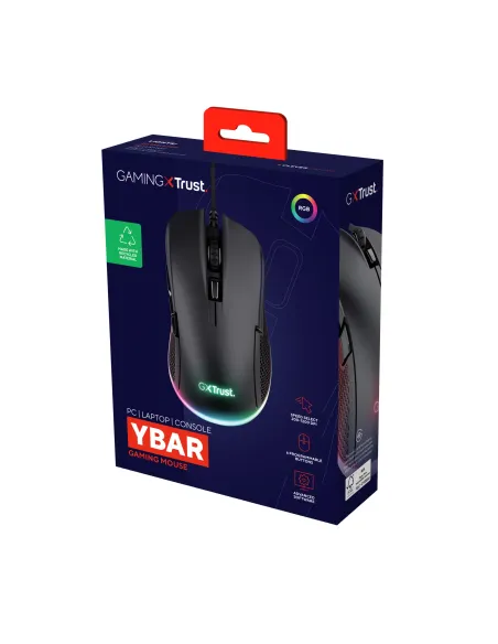 Trust GXT 922 YBAR ratón Juego Mano derecha USB tipo A Óptico 7200 DPI