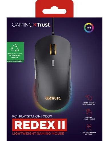 Trust GXT 925 REDEX II ratón Juego Mano derecha USB tipo A Laser 10000 DPI