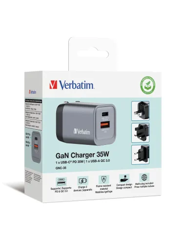 Verbatim GNC-35 Universal Negro, Gris Corriente alterna Carga rápida Interior