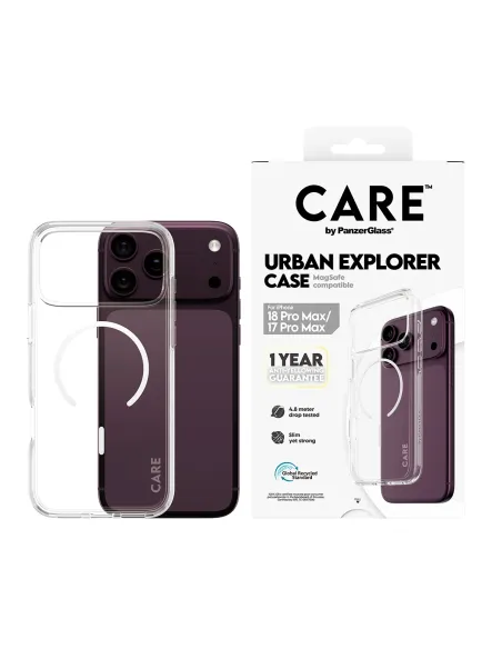 PanzerGlass CARE™ by ® Urban Explorer Case Transparent w. White Magsafe iPhone 18 Pro Max | 17 Pro Max funda para teléfono