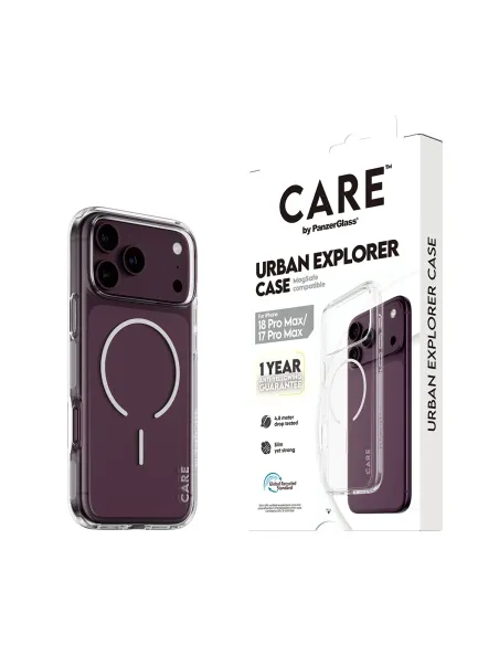 PanzerGlass CARE™ by ® Urban Explorer Case Transparent w. White Magsafe iPhone 18 Pro Max | 17 Pro Max funda para teléfono