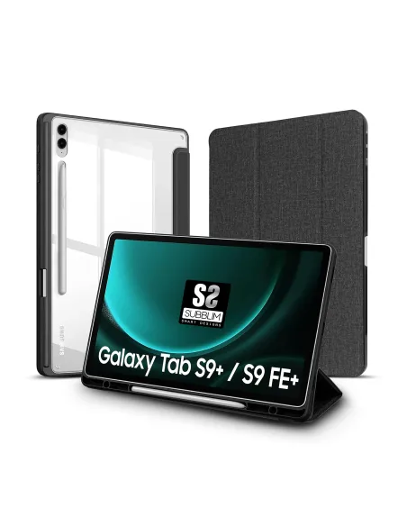 Funda tablet sublim clear shock case para samsung galaxy tab s9+ - s9 fe+ 12.4pulgadas negra