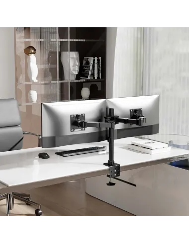 AISENS Soporte de Mesa Eco Giratorio e Inclinable para Monitor TV 20kg (3 Pivotes, 2 Brazos) de 17"-35", Negro