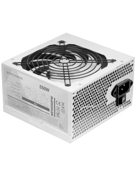 Mars Gaming MPIII550P, Fuente Alimentación PC ATX 550W, 5 Años de Garantía, 85% Eficiencia, Sistema Digital APFC, Ventilador