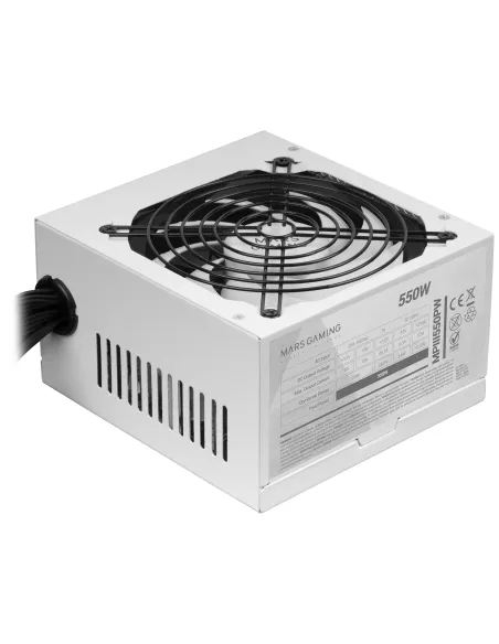 Mars Gaming MPIII550P, Fuente Alimentación PC ATX 550W, 5 Años de Garantía, 85% Eficiencia, Sistema Digital APFC, Ventilador