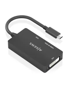 AISENS Conversor USB-C A DVI HDMI VGA, USB-C M-DVI H-HDMI H-VGA H, Negro, 15cm 2