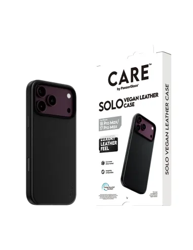 PanzerGlass CARE™ by ® Solo Vegan Leather Case Black w. MagSafe iPhone 18 Pro Max | 17 Pro Max funda para teléfono móvil Negro