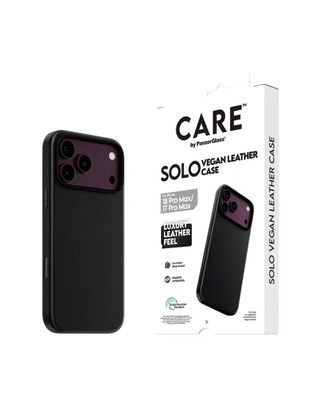 PanzerGlass CARE™ by ® Solo Vegan Leather Case Black w. MagSafe iPhone 18 Pro Max | 17 Pro Max funda para teléfono móvil Negro