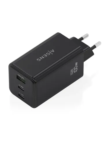AISENS Cargador GaN 100W, 2x USB-C PD3.0 QC4.0 QC5.0, 1x USB-A QC3.0, Negro