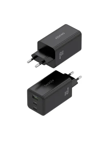 AISENS Cargador GaN 100W, 2x USB-C PD3.0 QC4.0 QC5.0, 1x USB-A QC3.0, Negro