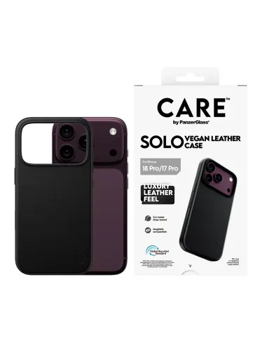 PanzerGlass CARE™ by ® Solo Vegan Leather Case Black w. MagSafe iPhone 18 Pro | 17 Pro funda para teléfono móvil Negro