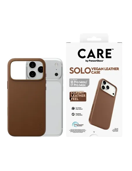 PanzerGlass CARE™ by ® Solo Vegan Leather Case Brown w. MagSafe iPhone 18 Pro Max | 17 Pro Max funda para teléfono móvil Marrón