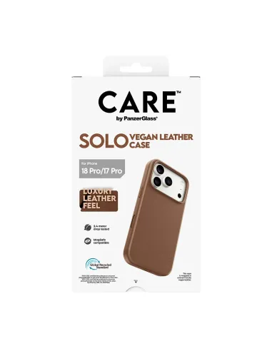 PanzerGlass CARE™ by ® Solo Vegan Leather Case Brown w. MagSafe iPhone 18 Pro | 17 Pro funda para teléfono móvil Marrón
